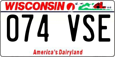 WI license plate 074VSE