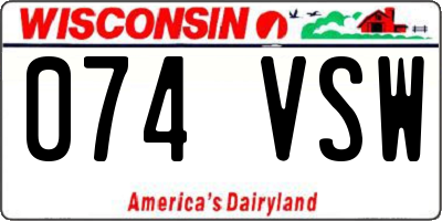 WI license plate 074VSW