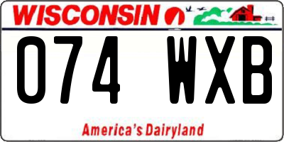 WI license plate 074WXB