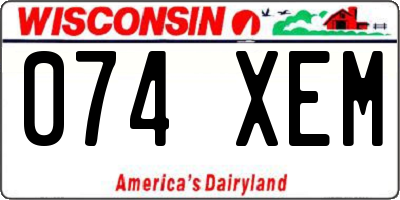 WI license plate 074XEM