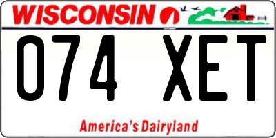 WI license plate 074XET