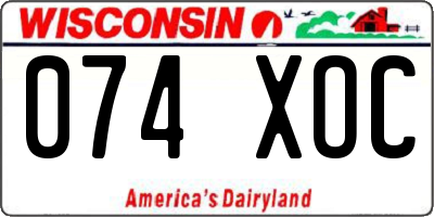 WI license plate 074XOC