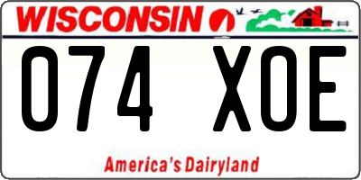 WI license plate 074XOE