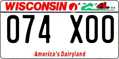 WI license plate 074XOO