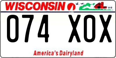 WI license plate 074XOX