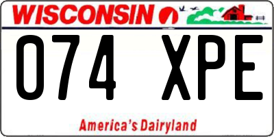 WI license plate 074XPE