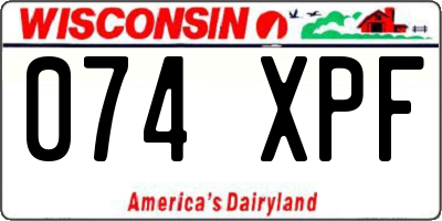 WI license plate 074XPF