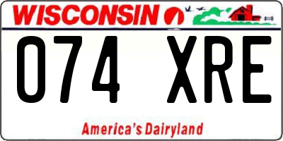 WI license plate 074XRE