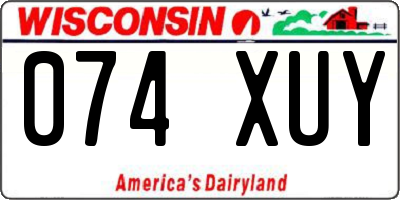 WI license plate 074XUY