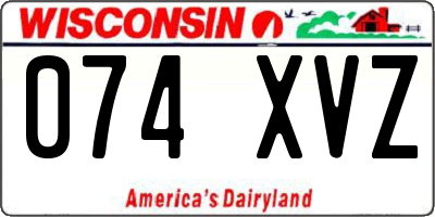 WI license plate 074XVZ