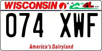 WI license plate 074XWF