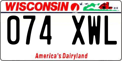 WI license plate 074XWL