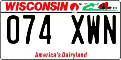 WI license plate 074XWN