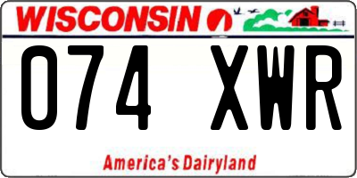 WI license plate 074XWR