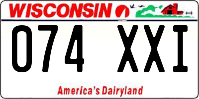 WI license plate 074XXI