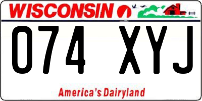 WI license plate 074XYJ