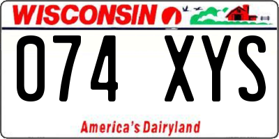 WI license plate 074XYS