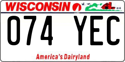 WI license plate 074YEC