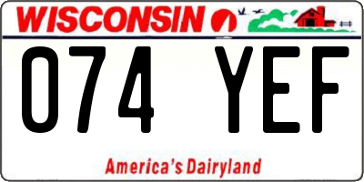 WI license plate 074YEF