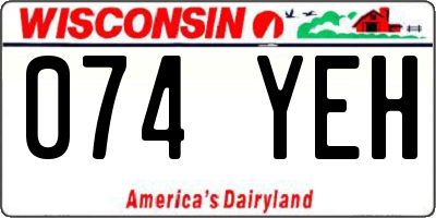 WI license plate 074YEH