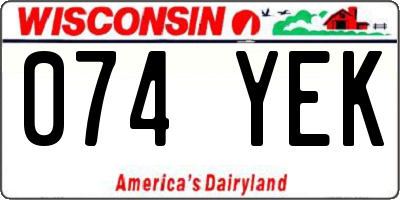 WI license plate 074YEK