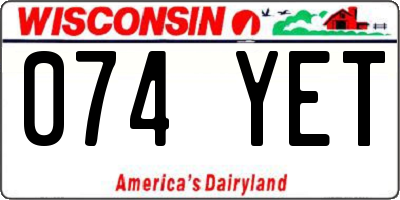 WI license plate 074YET