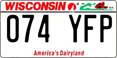 WI license plate 074YFP