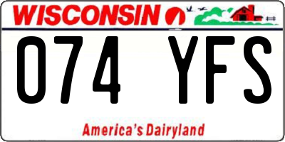 WI license plate 074YFS