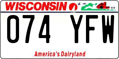 WI license plate 074YFW