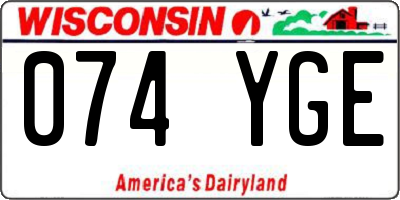 WI license plate 074YGE