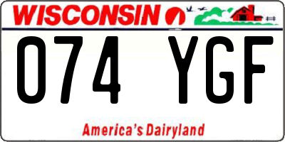 WI license plate 074YGF