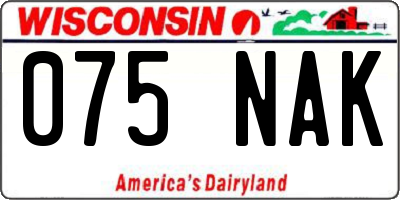 WI license plate 075NAK