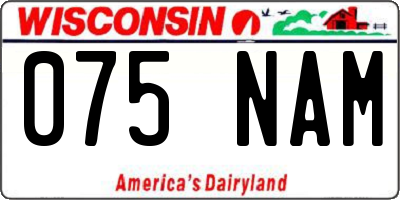 WI license plate 075NAM
