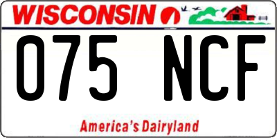 WI license plate 075NCF
