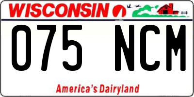 WI license plate 075NCM