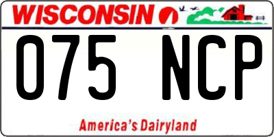 WI license plate 075NCP