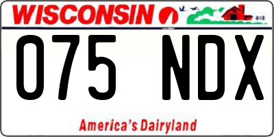 WI license plate 075NDX