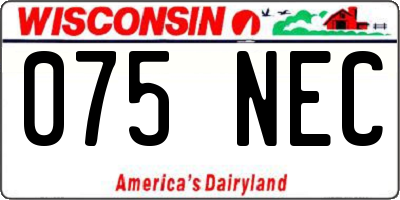 WI license plate 075NEC