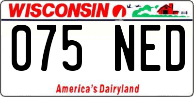 WI license plate 075NED