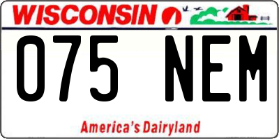 WI license plate 075NEM