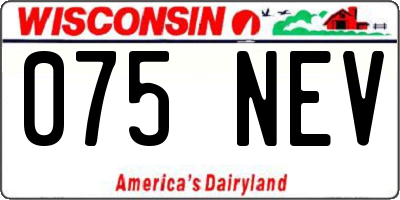 WI license plate 075NEV