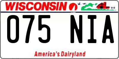 WI license plate 075NIA
