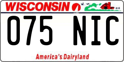 WI license plate 075NIC