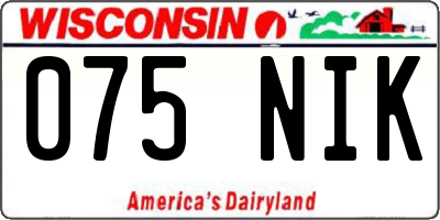 WI license plate 075NIK