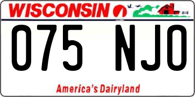 WI license plate 075NJO
