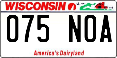 WI license plate 075NOA