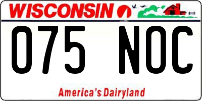 WI license plate 075NOC