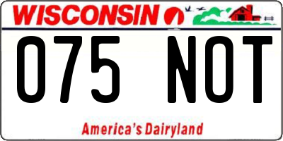 WI license plate 075NOT