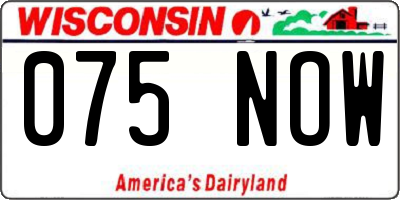 WI license plate 075NOW