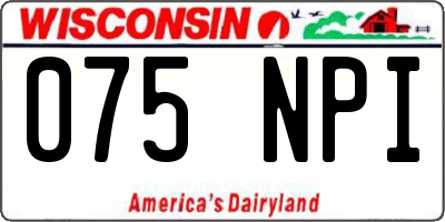 WI license plate 075NPI